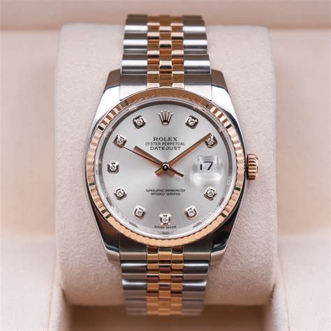 rolex datejust 36 mm 116 333 diamanten edelstahl gold